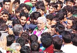 PDP President Mufti Mohammed Sayeed along with his party activists 