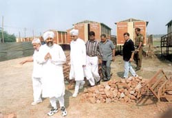 Baba Hardev Singh Ji Maharaj inspecting the preparations for the 55th Annual Nirankari Sant Samagam
