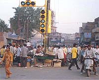 Encroachments in Amritsar are common. Even the area around traffic lights is not spared.
