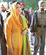 Mrs Rajinder Kaur Bhattal comes out of the District Courts