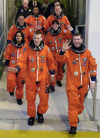 A January 16, 2003 file photo shows the space shuttle Columbia crew