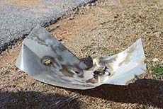 A piece of debris from the space shuttle Columbia near Lufkin, Texas, on Saturday.