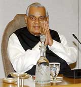 Prime Minister Atal Behari Vajpayee during NDA meeting