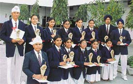 Award winners at the annual day of Guru Nanak International School