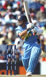 Sachin Tendulkar hits a shot