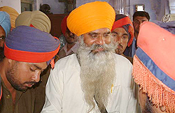 Self-styled chief of 'Khalistan' Commando Force Wassan Singh Zaffarwal comes out of the District Courts, Amritsar