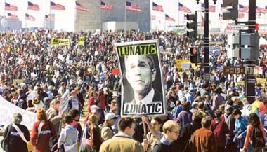 Anti-war protesters during a demonstration in Washington