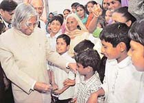 Dr A.P.J. Abdul Kalam, President of India, interacts with children 