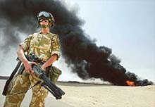 Dave Benson of York guards the Rumaila oilfield
