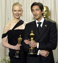 Best Actor Oscar-winner Adrien Brody and Best Actress Oscar-winner Nicole Kidman 