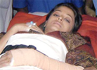 Former Miss World and Bollywood star Aishwarya Rai being taken to hospital 