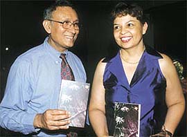 Rita Dulci Rahman with Mr Kamal Meattle, CEO of Paharpur Business Centre, at the launch of her novel, Love’s Perfumes