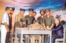 The moment of surrender depicted at the local war museum