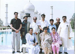 Pakistani parliamentarians pose for a photograph during their visit to Taj Mahal in Agra on Monday.