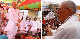 Bhajan Lal and Bansi Lal address election rallies