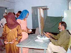 Women cast their votes at a polling booth in the Fatehabad Assembly constituency on Wednesday.