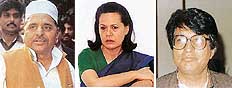 Mulayam Singh, Sonia Gandhi and Ajit Singh
