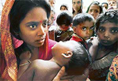Women and their children queue up for medical check up 