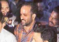 The suspended Judicial Magistrate, S.S Bhardwaj, comes out of the General Hospital, Sector 16, Chandigarh, after he was medically examined on Tuesday evening.