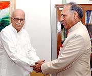 Deputy Prime Minister L.K. Advani with Punjab Governor O. P. Verma
