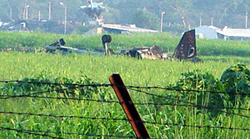 Wreckage of the Jaguar which crashed in the Air Force Station