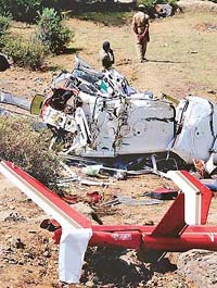 This is what remains of the helicopter after it crashed at Ganderbal, near Srinagar