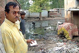 Faridkot division Commissioner B. Sarkar goes around a locality at Bathinda