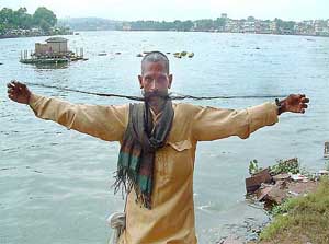 Kaptan Singh Parihaar displays his 4-feet-long moustaches
