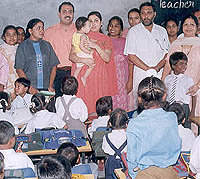 Philanthropists from far off places, including Mumbai, throng a classroom in Maqboolpura