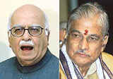 Deputy Prime Minister L.K. Advani and Murli Manohar Joshi at separate Press conferences in New Delhi on Friday.