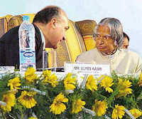 President A.P.J. Abdul Kalam talks to Tunisian Ambassador Elyes Kasri