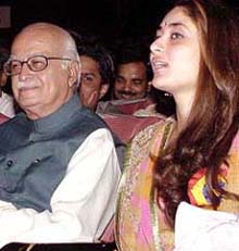 Actress Kareena Kapoor with Deputy Prime Minister L.K. Advani during the inauguration of the 34th International Film Festival in the Capital