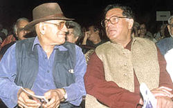 Amrish Puri and Girish Karnad during the inauguration of ‘Rang Swarn’ theatre festival in the Capital on Thursday.