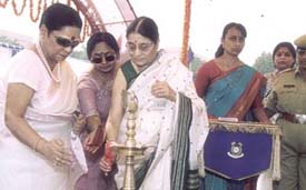 Ms Kamla Advani, wife of Deputy Prime Minister L.K. Advani, inaugurating the three-day annual CRPF welfare exhibition at R.K. Puram in the Capital on Friday.