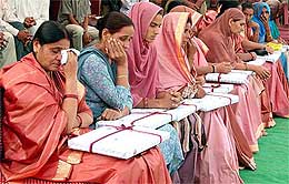 Widows of Delhi police martyrs at the Police Commemoration Day parade