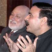 Pakistani Information Minister Sheikh Rashid Ahmed with Pakistan High Commissioner Aziz Ahmed Khan