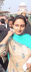 Ms Harsimrat Badal, Mr Parkash Singh Badals daughter-in-law, comes out of the Supreme Court