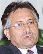 Pakistans President Pervez Musharraf speaks during an interview with Reuters