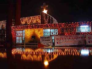 The Sector 18 church in Chandigarh is all decked up on the eve of Christmas on Wednesday. 