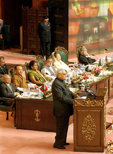 Prime Minister Atal Bihari Vajpayee speaks during the opening ceremony of the SAARC Summit in Islamabad on Sunday.