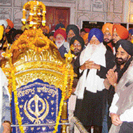 A gold palanquin weighinng 200 kg (including 2.5 kg gold) which has been donated to the Golden Temple, Amritsar by a devotee.