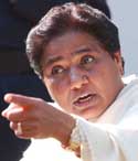 BSP chief Mayawati addresses a press conference in New Delhi on Monday.