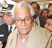 Union Minister for Defence George Fernandes at the Defexpo India 2004 at Pragati Maidan in New Delhi 