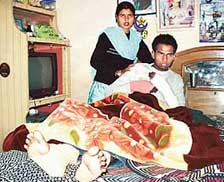 Kuldip, who was allegedly beaten up, recuperates at his house in Kathgarh village of Nawanshahr district.