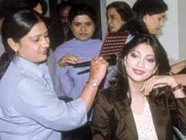 COME-HITHER PARLOUR: Former Miss World Yukta Mookhi inaugurates The Destiny, a world-class beauty salon in Janak Puri in the Capital on Thursday.