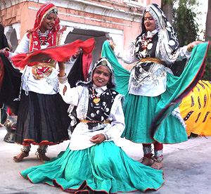 Girls perform Haryanvi folk dance at the Heritage Craft Mela in Patiala