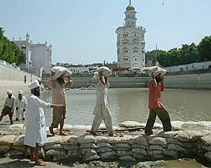 A view of Kaulsar, named after Mata Kaulan , adjoining the Golden Temple. The kar seva of this sarovar will begin next week.