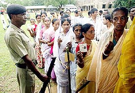 Women queue up to cast their votes
