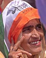 A supporter of the Congress Party