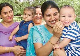 Moms with their bundles of joy at Mother’s Day celebrations organised by Evergreen Academy in Sector 35, Chandigarh